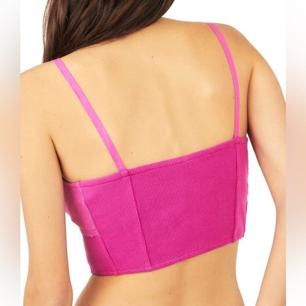 Free People Have My Heart Crop Cotton Camisole in Raspberry Sherbet NEW - Picture 9 of 11